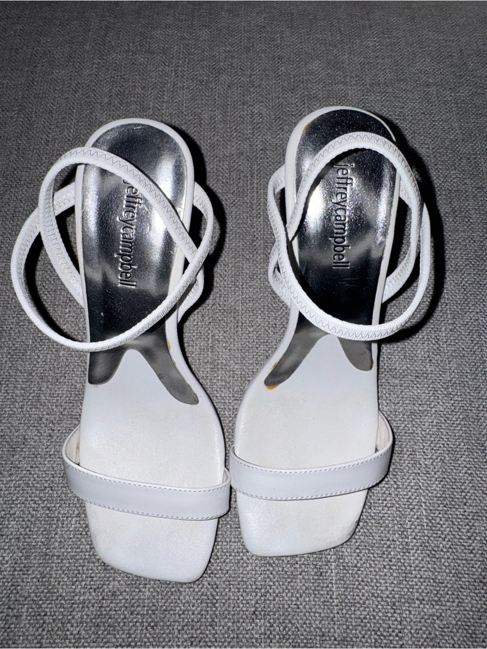 Jeffrey Campbell White Square-Toe Strappy Heeled Sandals
